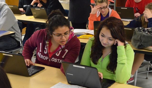 students using a chromebook